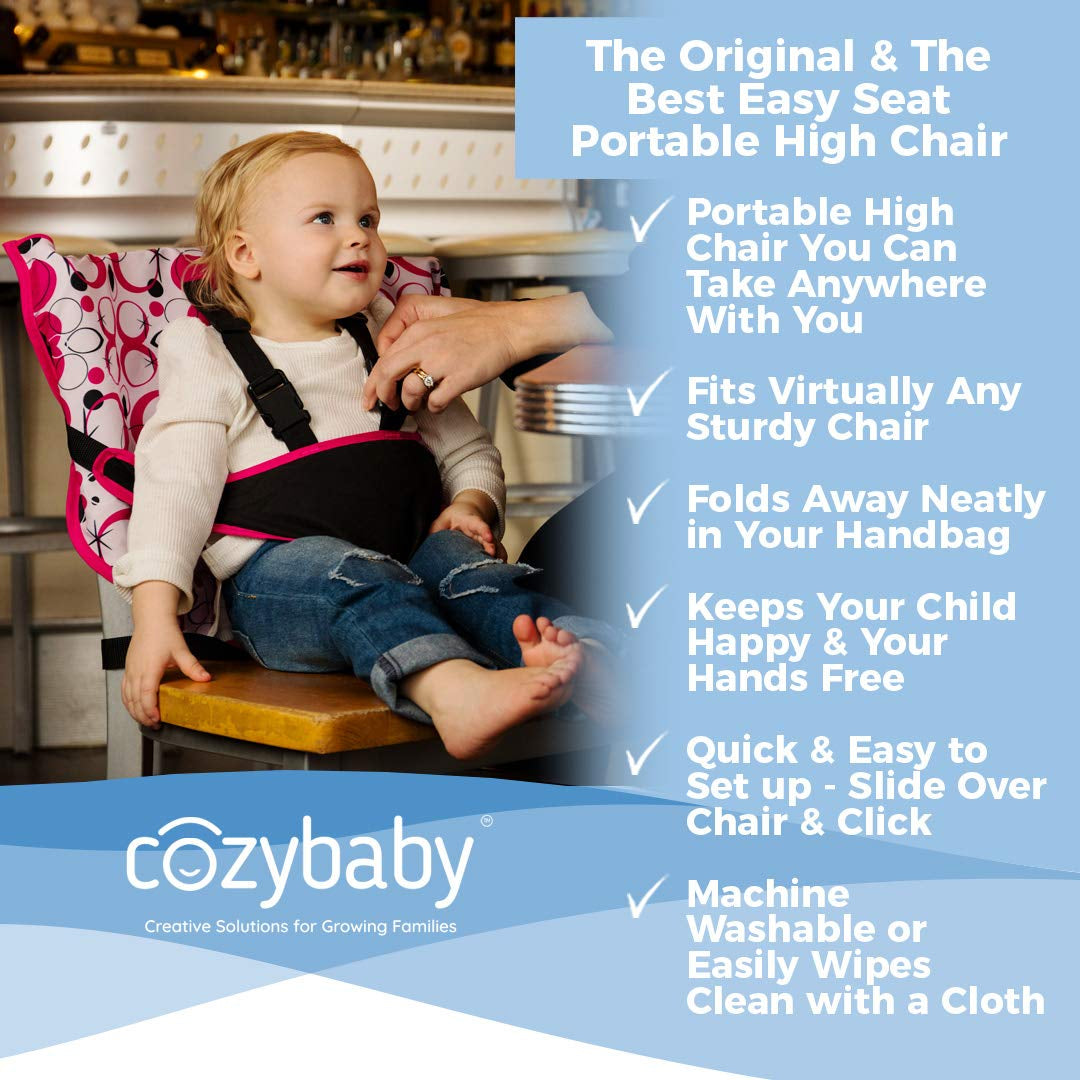 The Original Easy Seat Portable High Chairs for Babies and Toddlers - Quick, Easy, Convenient Cloth Travel High Chair - Fits in Your Hand Bag for a Happier, Safer Infant/Toddler (Chevron)