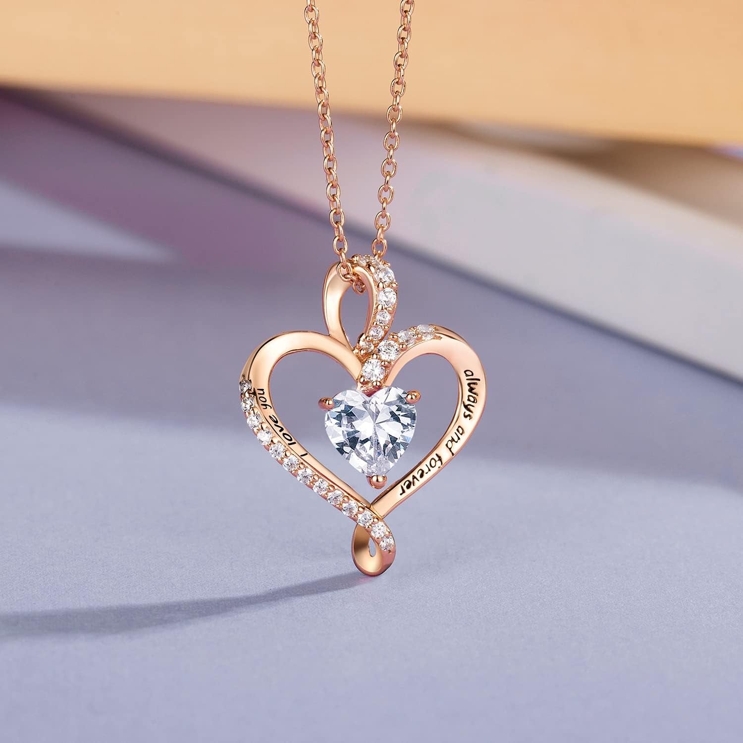 Heart Necklaces for Women Birthstone Necklace Jewelry for Women 925 Sterling Silver Pendent Necklace Womens Jewelry Gifts for Wife Gifts for Mom Festival Gifts for Women Wife Mom Couple Her Grandma Friend Sister