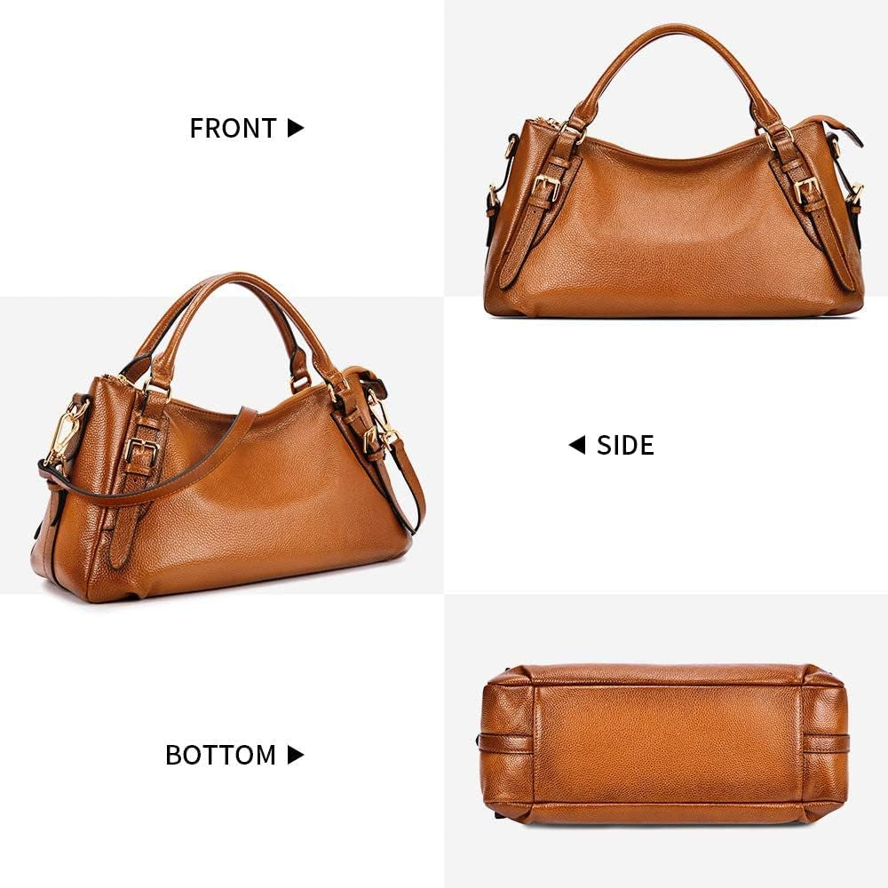 Women'S Soft Genuine Leather Satchel Purses Top Handle Crossbody Bags Ladies Designer Medium Size Hobo Handbags