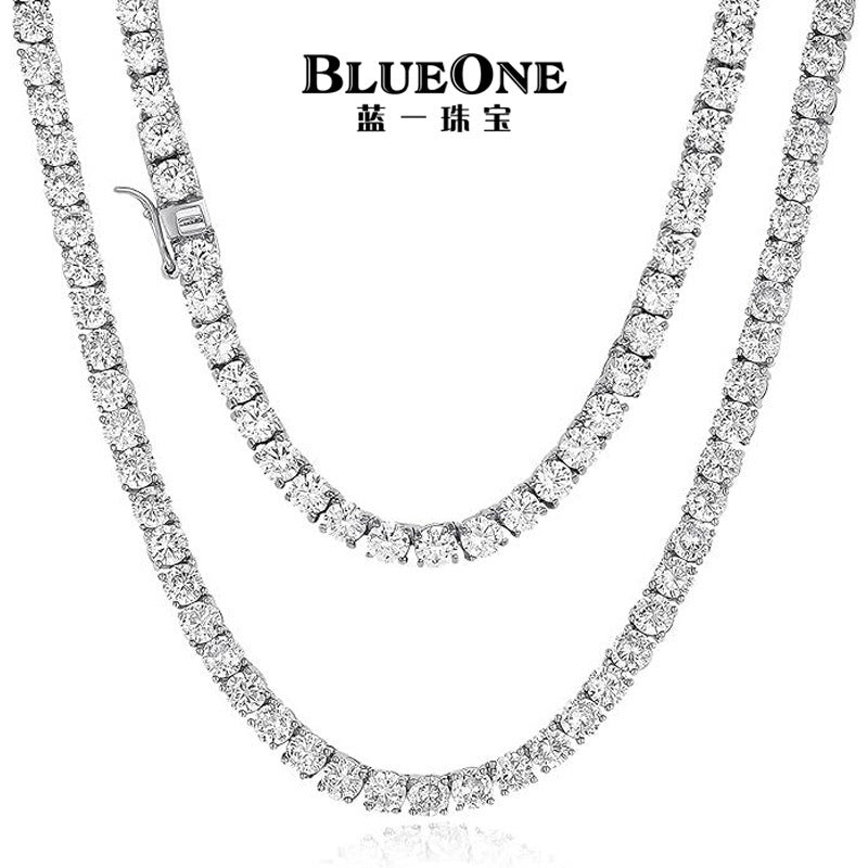 Full of diamond single row zircon tennis necklace simple fashion hip hop men's and women's choker jewelry sales