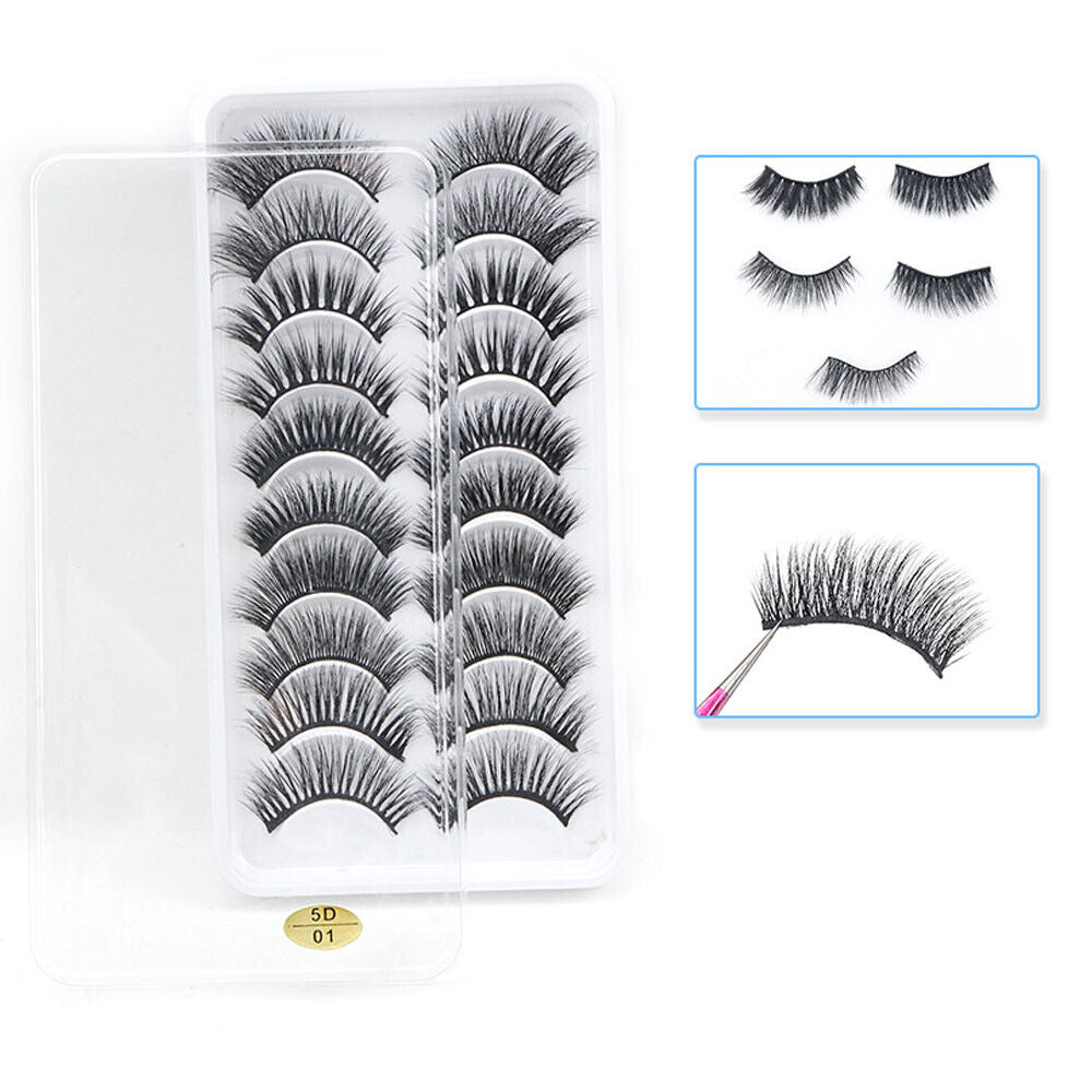 20Pairs False Mink Eyelashes Natural Extension 3D Soft Black Lashes Volume Long