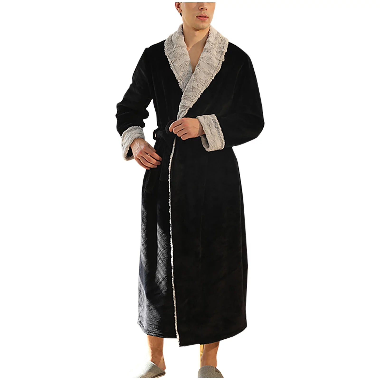 Women'S Soft Plush Fleece Shawl Collar Kimono Bathrobe, Full Length Long Winter Warm Flannel Lounge Spa Robes House Coat Pajamas Loungewear with Pockets