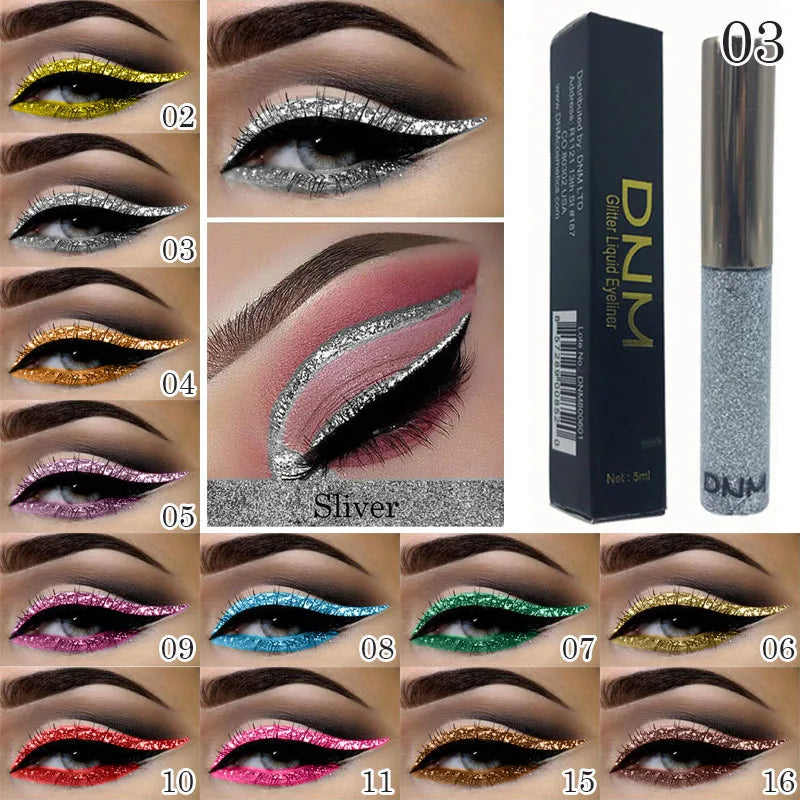 Hot 16 Color Liquid Eyeliner Flash Waterproof Durable Makeup Eyeliner Golden Red Blue White Eyeliner Lasting Shiny Eyes TSLM1