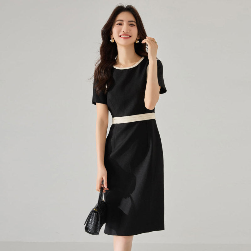 Waist Straight Splicing Dress