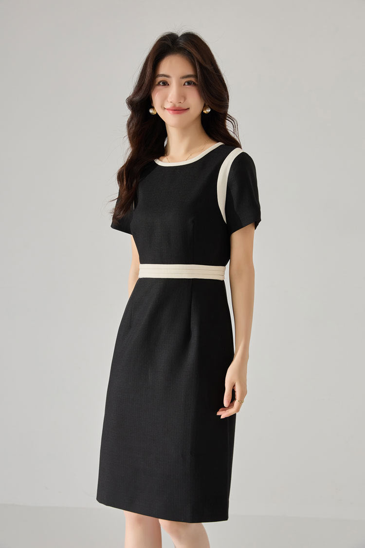 Waist Straight Splicing Dress