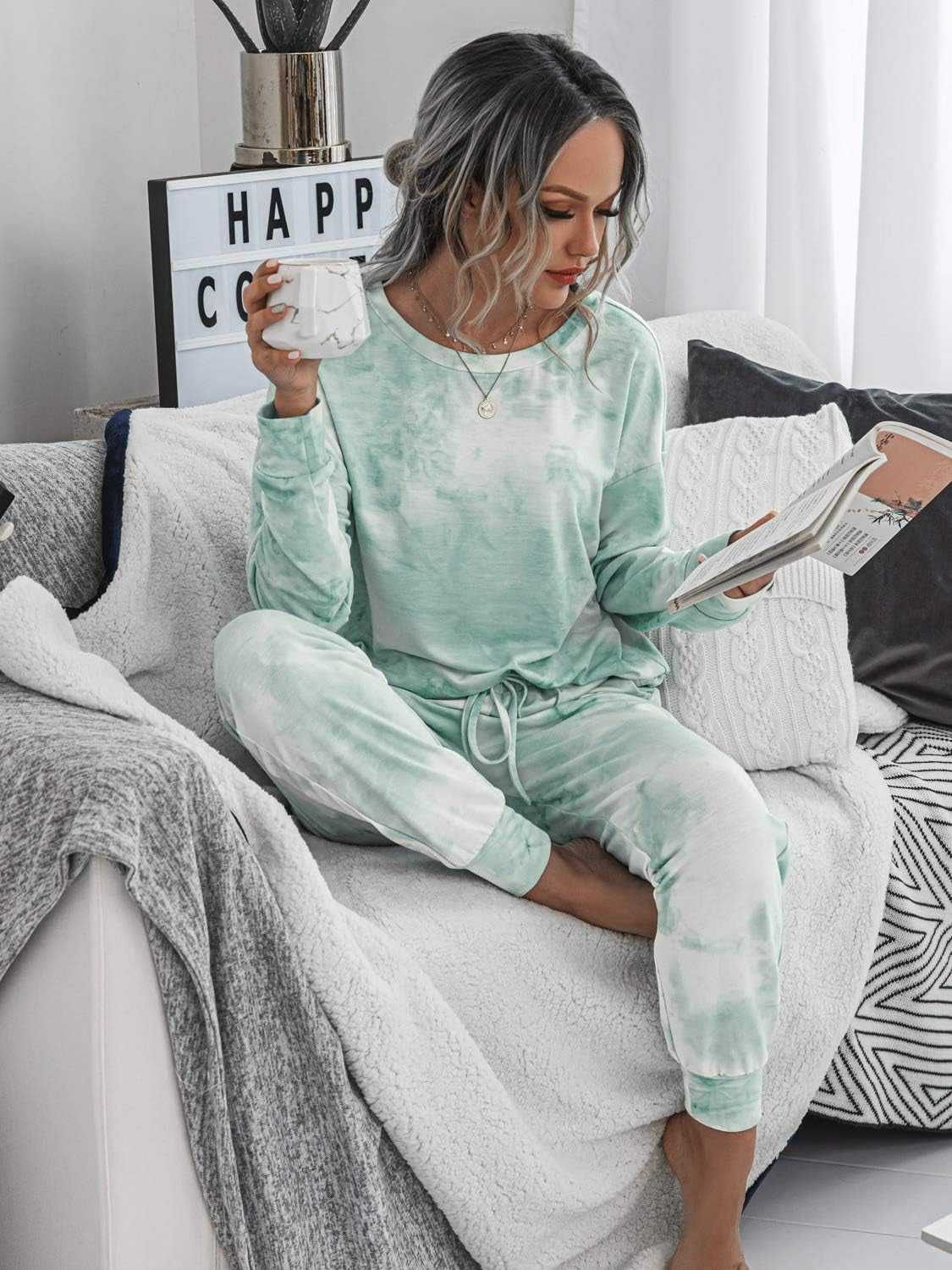 Women'S Comfy Casual Pajama Sets Sleepwear Nightwear Homewear Sweatsuits Long Pants with Pockets