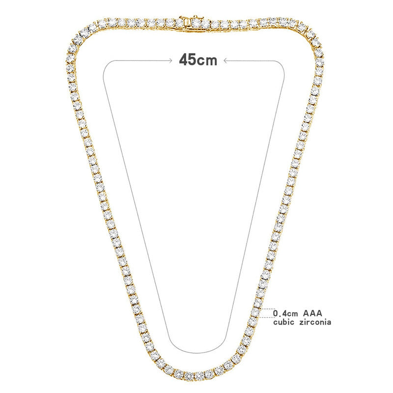 Full of diamond single row zircon tennis necklace simple fashion hip hop men's and women's choker jewelry sales