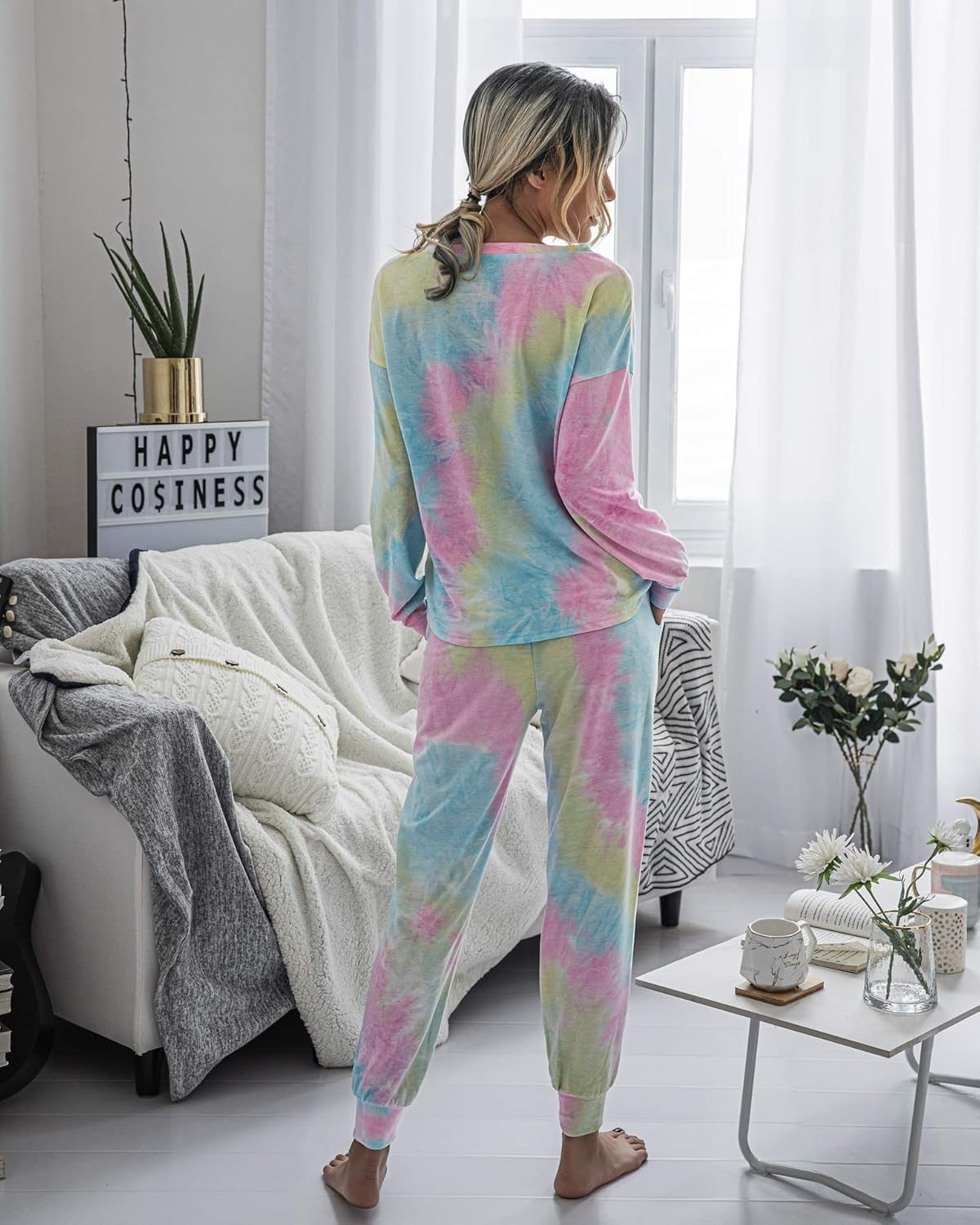 Women'S Pajama Set Long Sleeve Tops and Shorts PJ Set Sleepwear Night Shirt Loungewear with Pockets