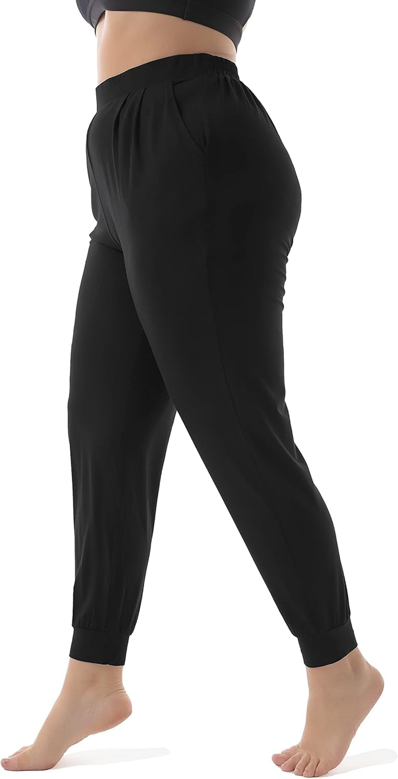 Women'S plus Size Casual Lounge Pants Stretchy Relaxed Jogger Yoga Pants with Pockets