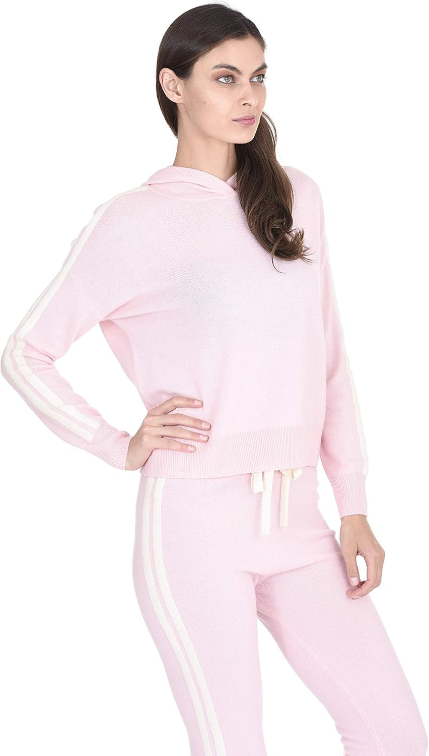 Knitted Hoodie - Casual Loungewear Sweater for Women - Pure Cashmere & Merino Wool - Long Sleeve Pullover