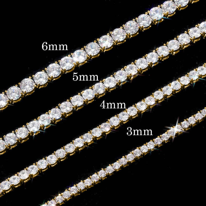 Full of diamond single row zircon tennis necklace simple fashion hip hop men's and women's choker jewelry sales