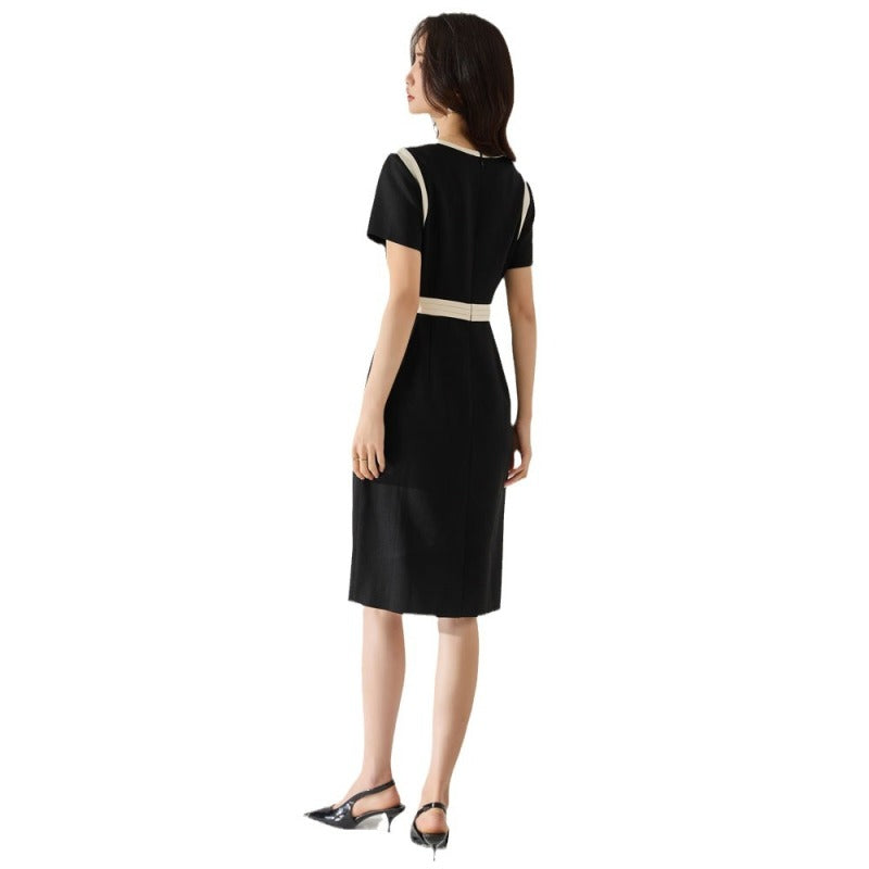 Waist Straight Splicing Dress