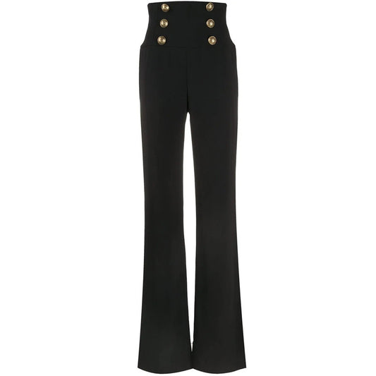 Black Wide-Leg Long Casual Pants