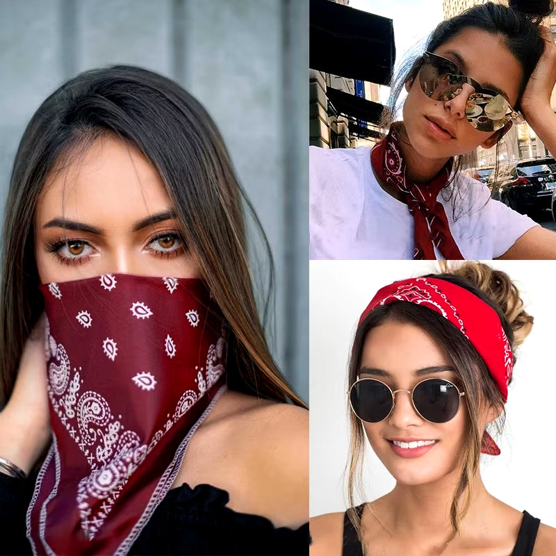 Fashion Bandana Kerchief Head Square Scarves Print Handkerchief Woman Man Hair Band Neck Scarf Sports Headwear Wrap Head Scarf