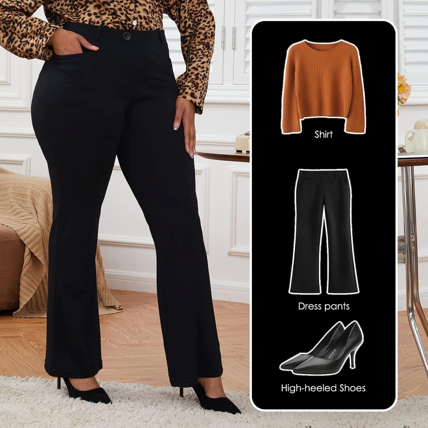 Wrinkle-Free Stretch Dress Pants plus Size for Women Pull-On Pant Ease into Comfort Office Pant