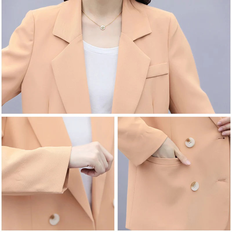 Spring Autumn Women'S Suits New Solid Korean Blazer Jacket Coat and Trousers Two Piece Female Office Suit Pants Set Clothes 2XL