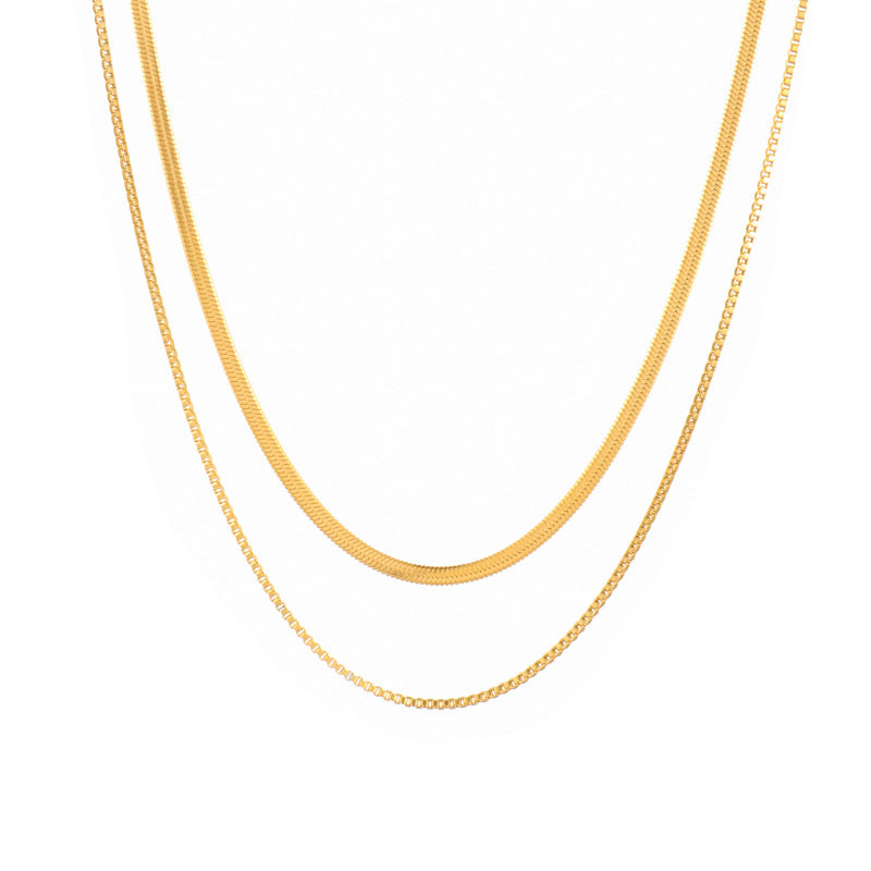 Double Layer Wear 18K Stainless Steel Necklace for Women