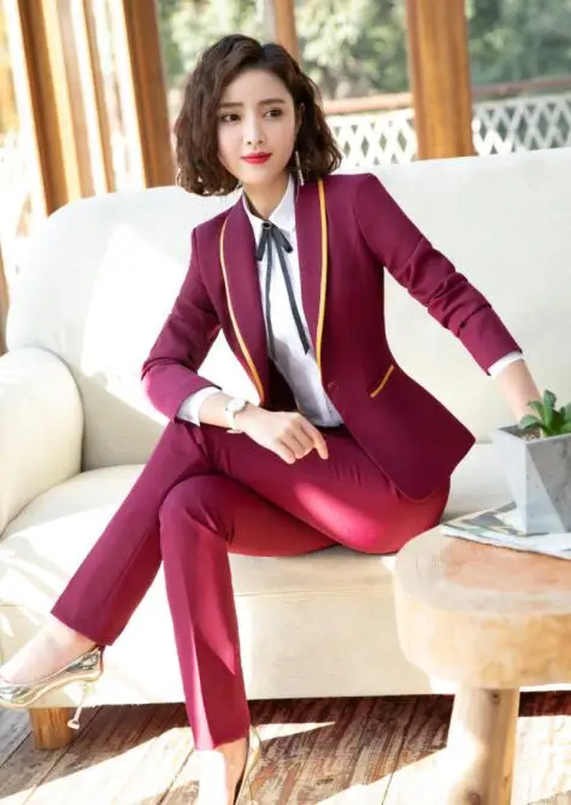 2022 New Office Work Pant Suits Women Autumn Winter 2 Piece Blazer Set Clothes Business Pantsuits Formal Trousers Suits Female