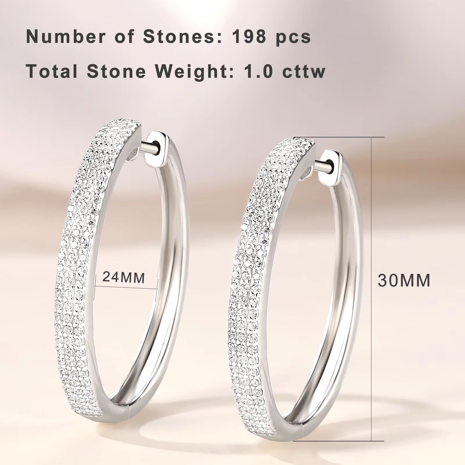 D Color Full Moissanite Diamond Hoop Earrings for Women 925 Sterling Silver round Circle Ear Cuff YE7017