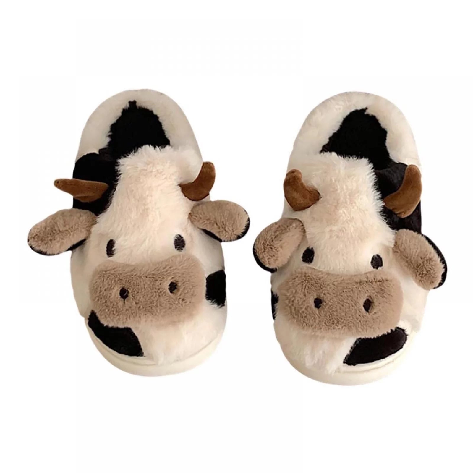 Womens Booties and Ankle Boots- Cartoon Cow Cotton Slippers Winter Indoor Outdoor Slippers White 36