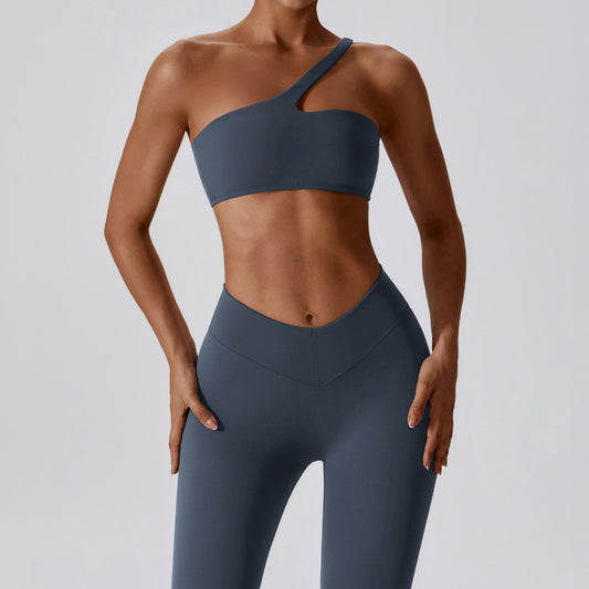 Zechuang oblique one-shoulder quick dry tight yoga suit running casual naked feeling sports fitness suit female 8110