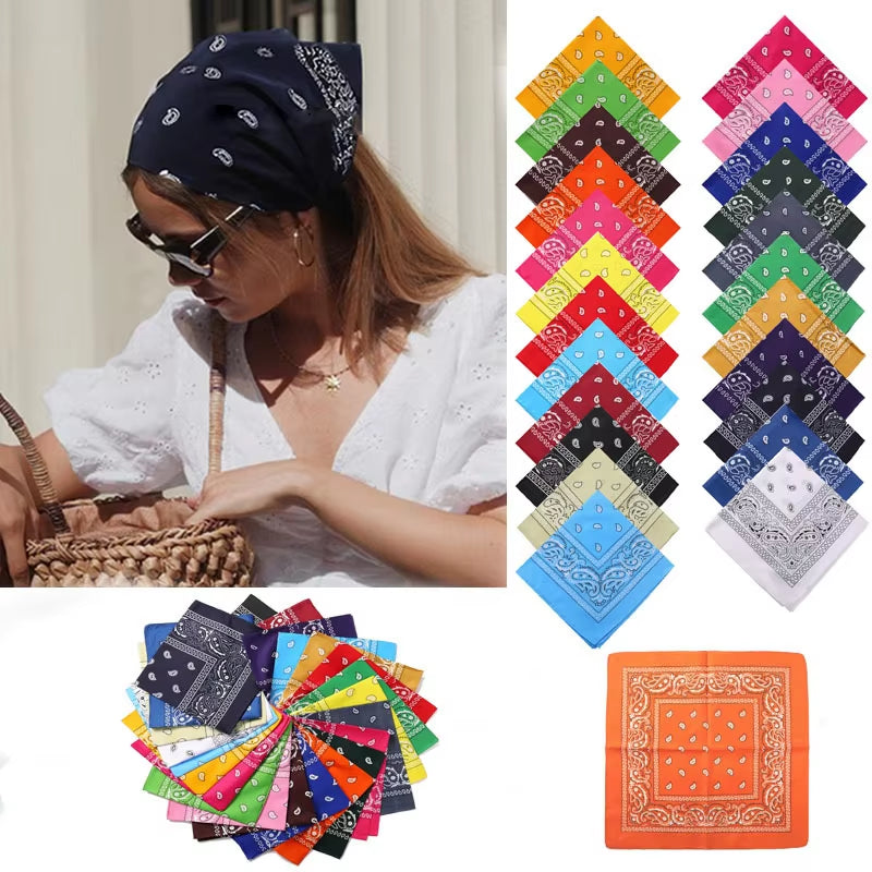 Fashion Bandana Kerchief Head Square Scarves Print Handkerchief Woman Man Hair Band Neck Scarf Sports Headwear Wrap Head Scarf