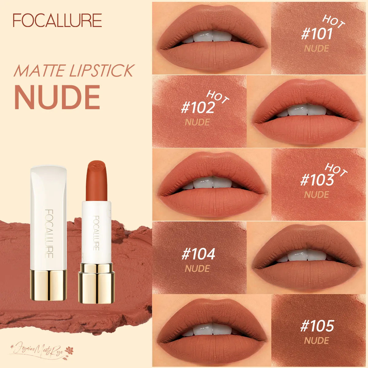 Natural Matte Lipstick Waterproof Long-Lasting Smooth Moisturizing Lip Balm Lightweight Lip Glaze Makeup Cosmetics