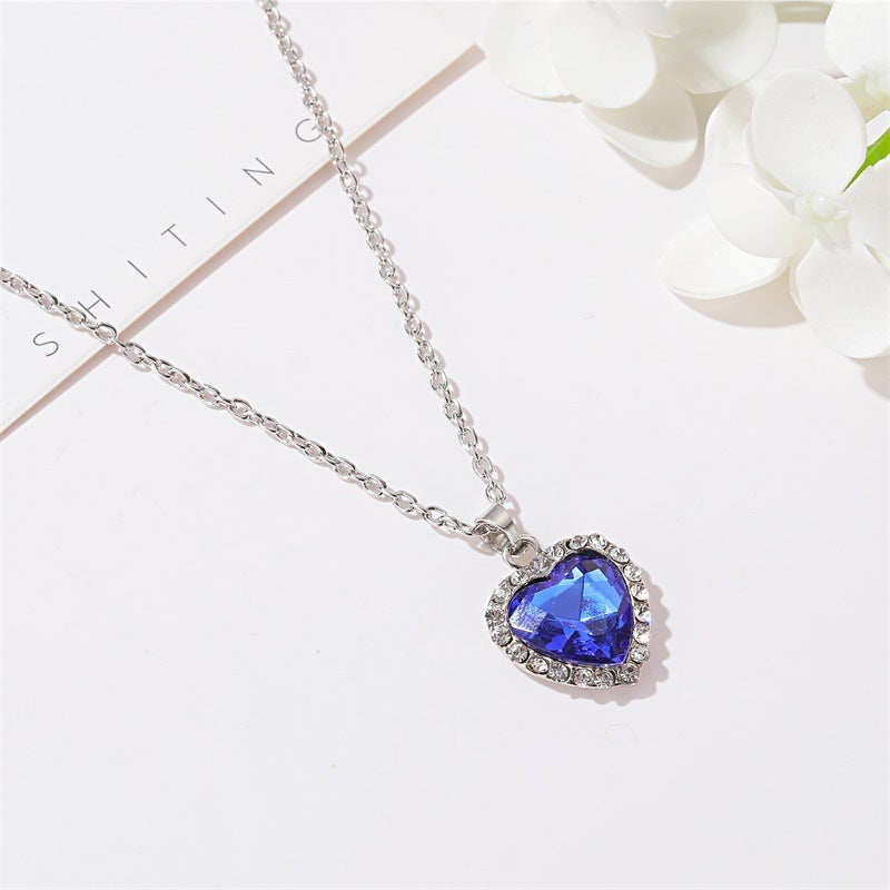 ing jewelry Titanic crystal gemstone love necklace temperament classic Heart of the Ocean necklace