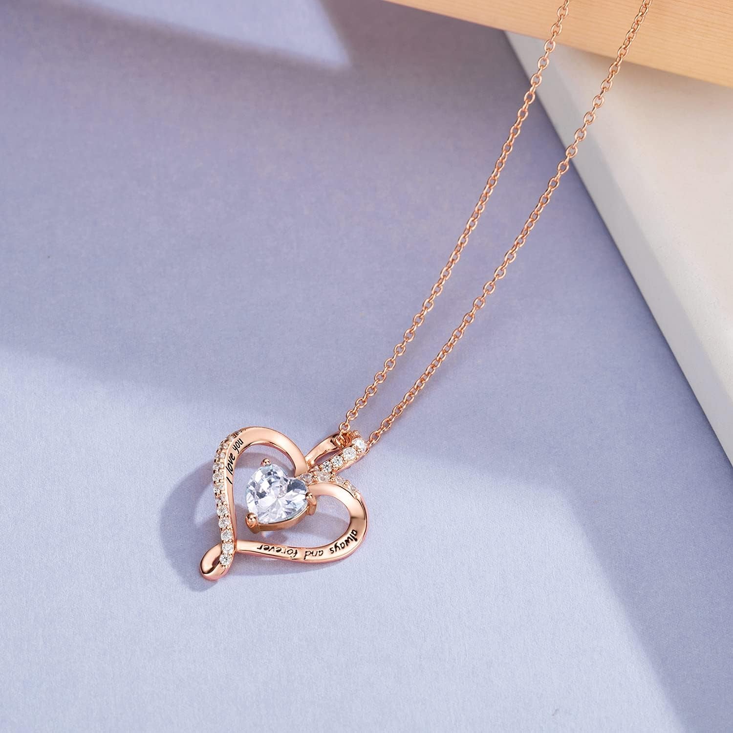 Heart Necklaces for Women Birthstone Necklace Jewelry for Women 925 Sterling Silver Pendent Necklace Womens Jewelry Gifts for Wife Gifts for Mom Festival Gifts for Women Wife Mom Couple Her Grandma Friend Sister