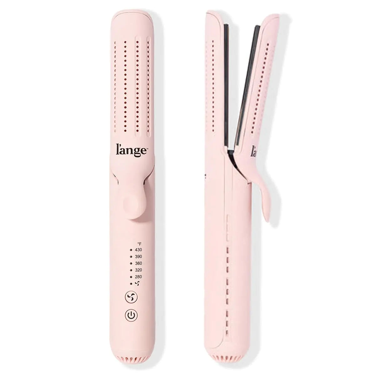 L'ANGE HAIR Le Duo Standard 360° Airflow Styler | 2-in-1 Curling Wand & Titanium Flat Iron Hair Straightener | Professional Hair Curler with Cooling Air Vents | Dual Voltage & Adjustable Temp (Blush) Blush Standard