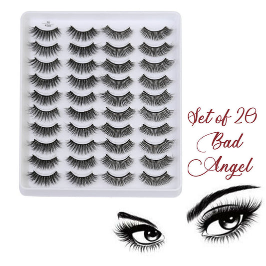 20Pairs False Mink Eyelashes Natural Extension 3D Soft Black Lashes Volume Long