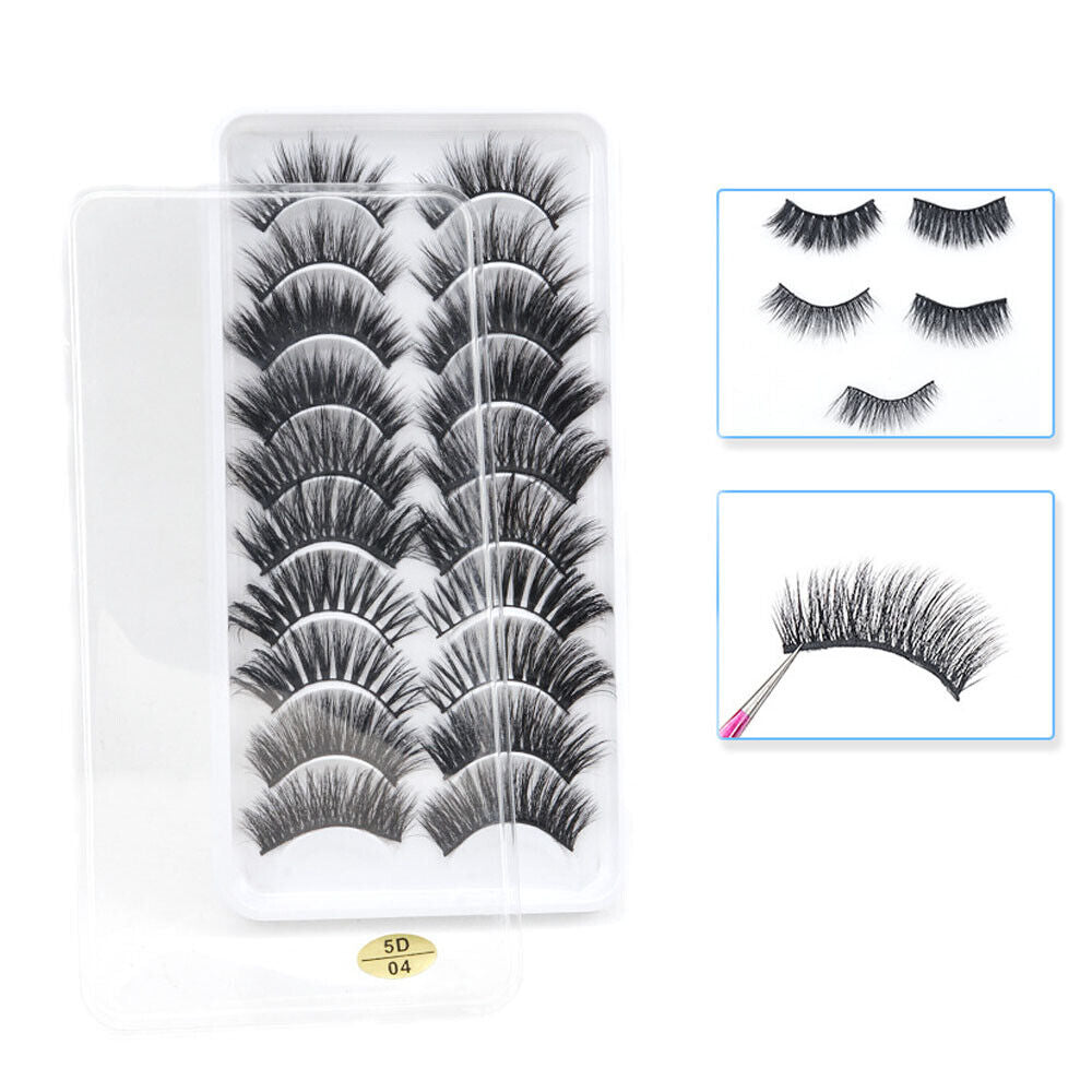 20Pairs False Mink Eyelashes Natural Extension 3D Soft Black Lashes Volume Long