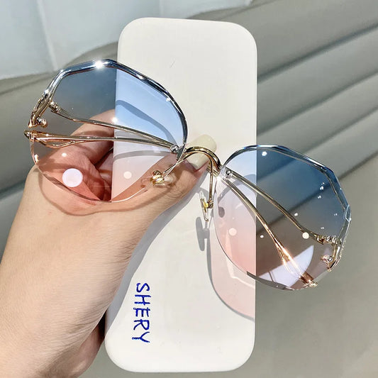 2022 Rimless Sunglasses Fashion Sunglasses Women Tide Vasos Decorativos Luxury Lunette De Soleil Femme Vintage Zonnebril Dames