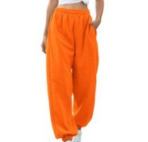 Women's fashion high waist plus fleece casual sports sweatpants corset pants