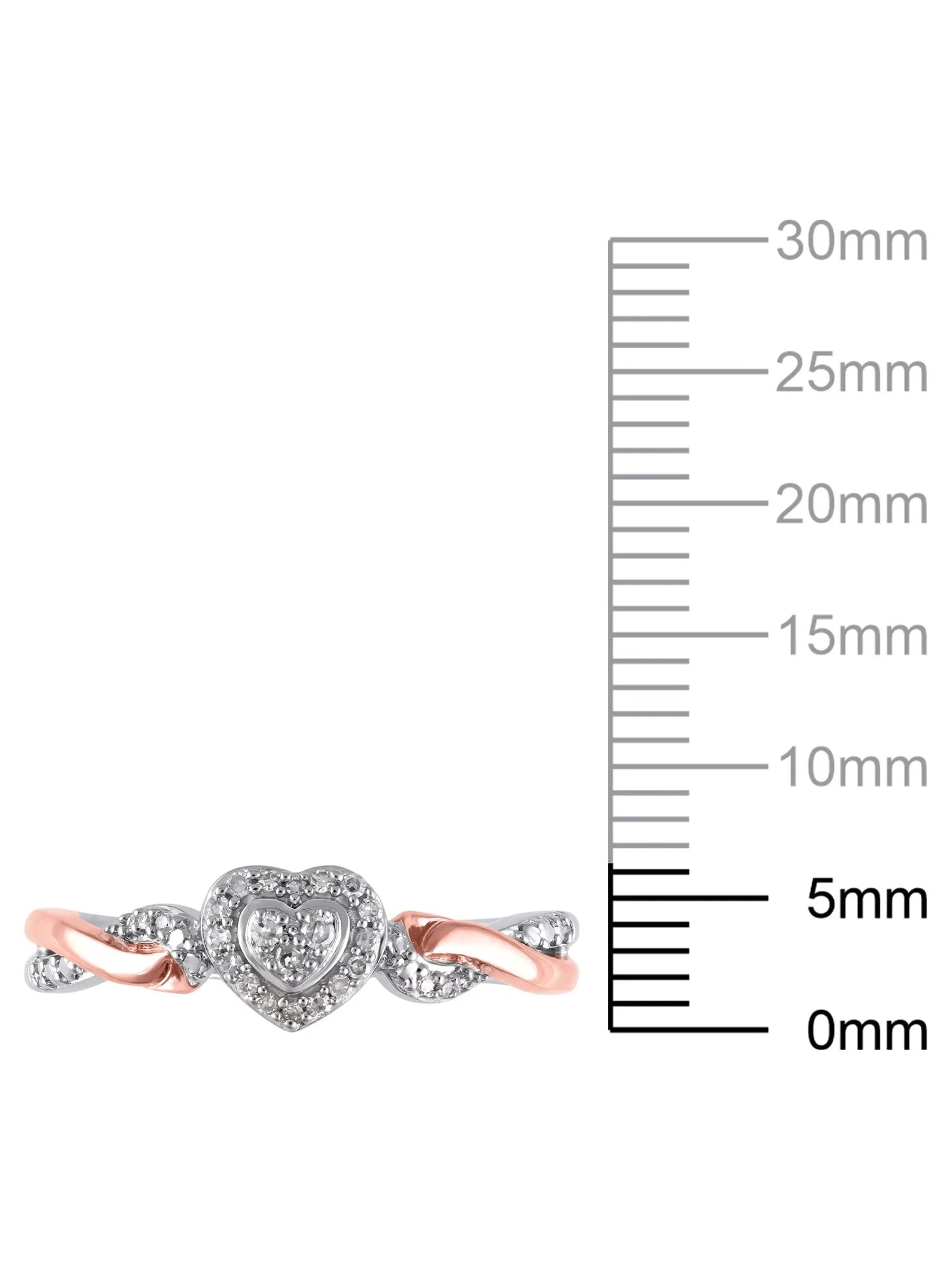 1/10 Carat T.W. (I3 Clarity, I-J Color)  Diamond Heart Promise Ring in Sterling Silver with 14K Rose Gold Plating, Size 7