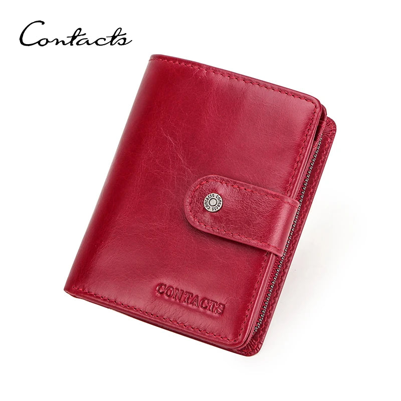 CONTACT'S Genuine Leather Wallets for Women Short Fashion Women'S Purses Card Holder Zip Coin Purses Female Bag Women'S Wallet