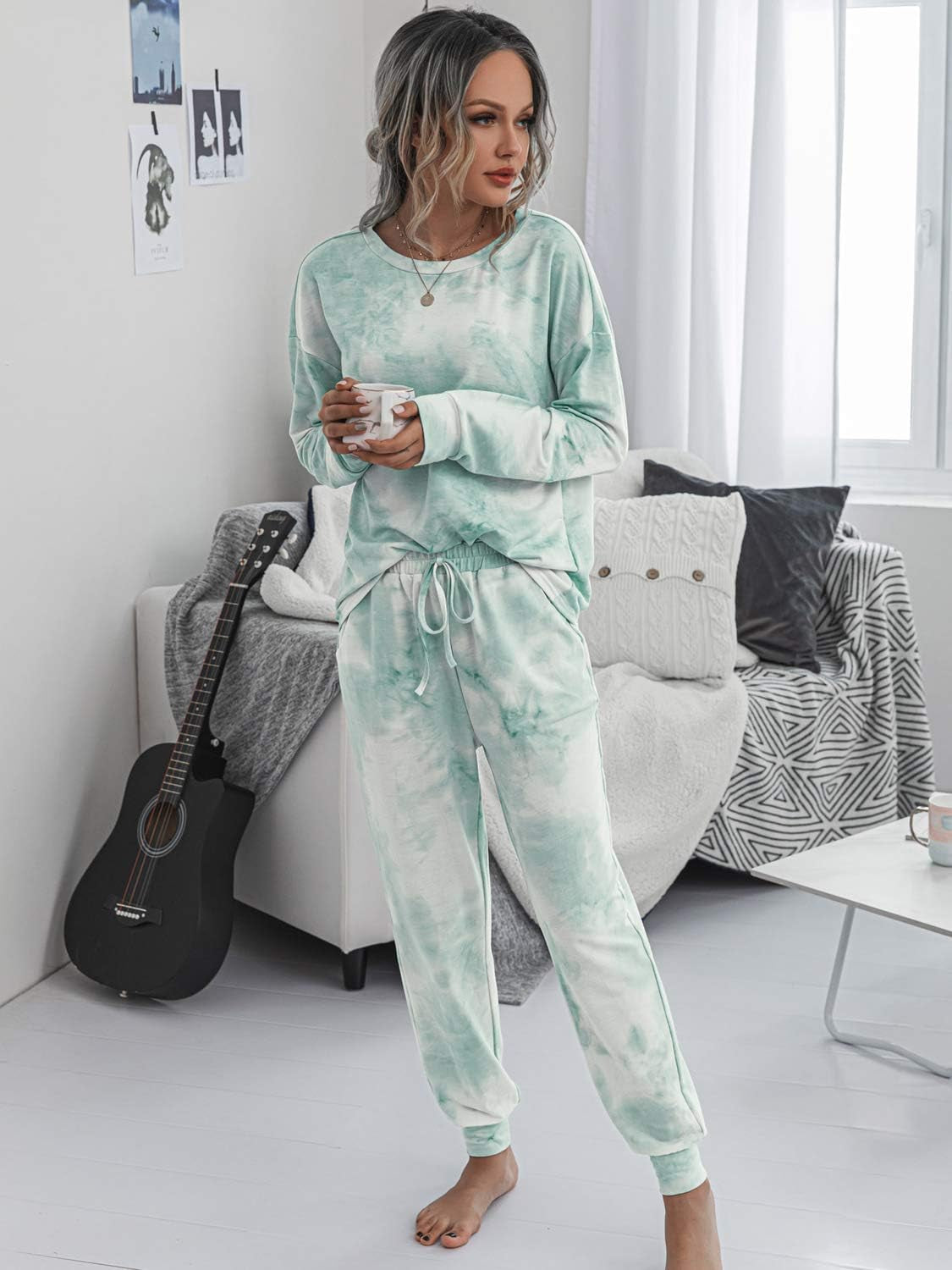 Women'S Comfy Casual Pajama Sets Sleepwear Nightwear Homewear Sweatsuits Long Pants with Pockets