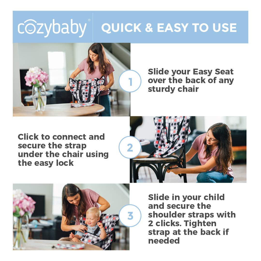 The Original Easy Seat Portable High Chairs for Babies and Toddlers - Quick, Easy, Convenient Cloth Travel High Chair - Fits in Your Hand Bag for a Happier, Safer Infant/Toddler (Chevron)