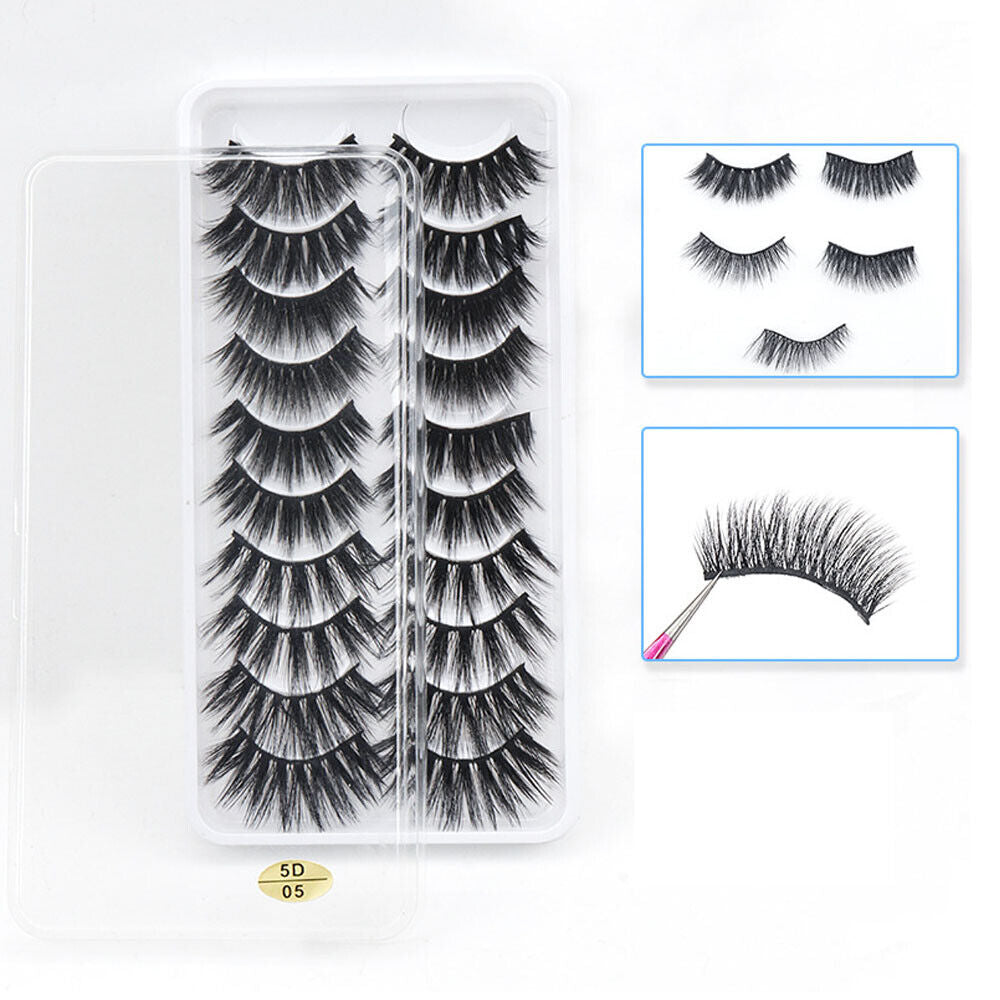 20Pairs False Mink Eyelashes Natural Extension 3D Soft Black Lashes Volume Long