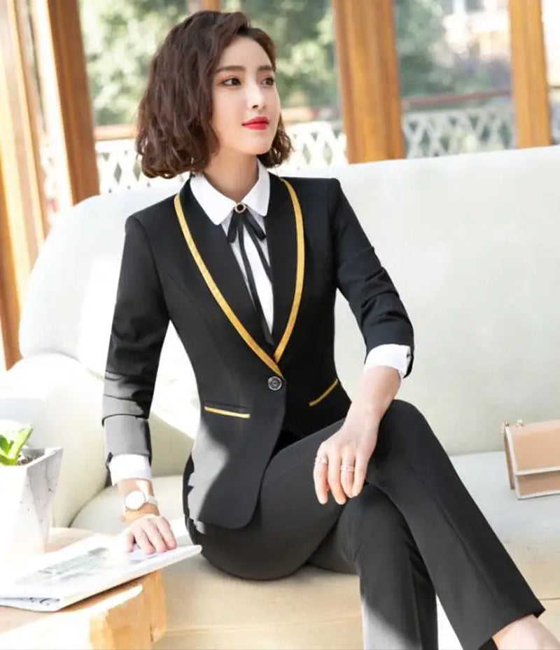 2022 New Office Work Pant Suits Women Autumn Winter 2 Piece Blazer Set Clothes Business Pantsuits Formal Trousers Suits Female