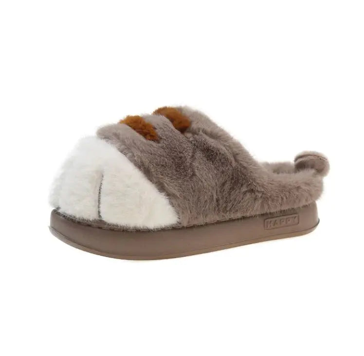 European And American Plus Size Closed Toe Fur Slipper Winter