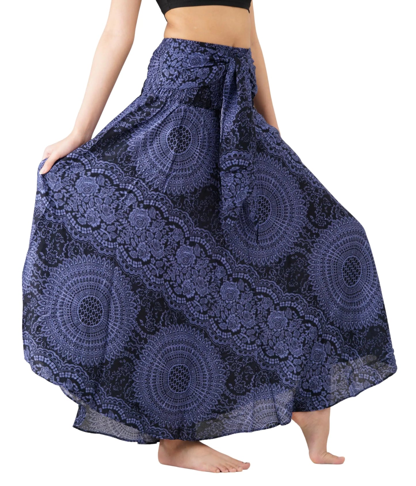 Long Skirts for Women Maxi Boho Skirt Floral Print Blossom Navy 20-24 Plus