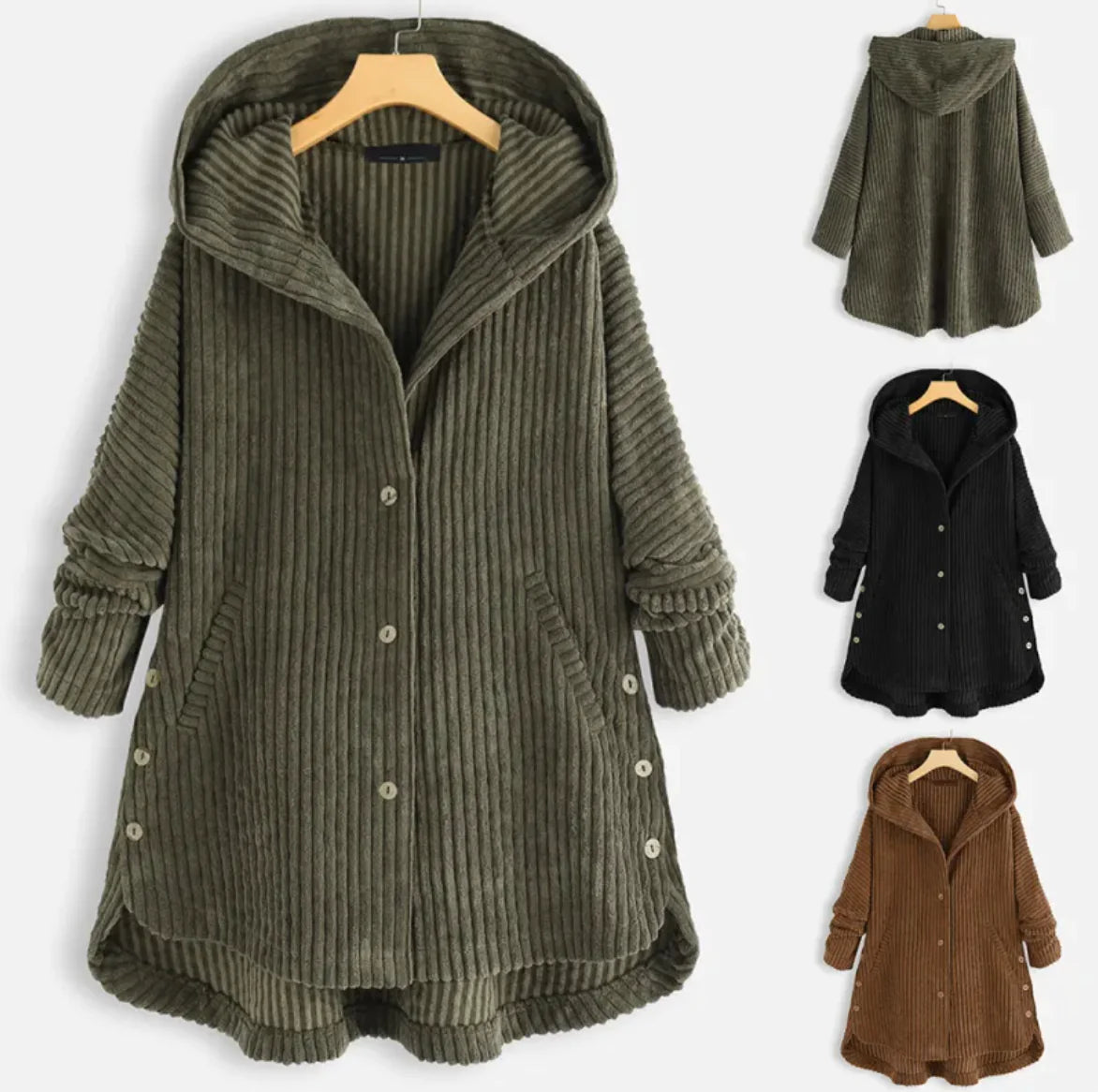 Loose Plus Size Retro Corduroy Coat – New Style