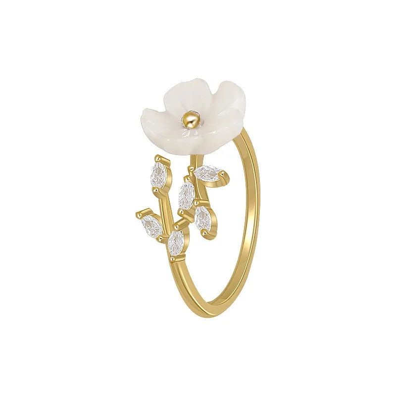 White Shell Flower Opening Rings