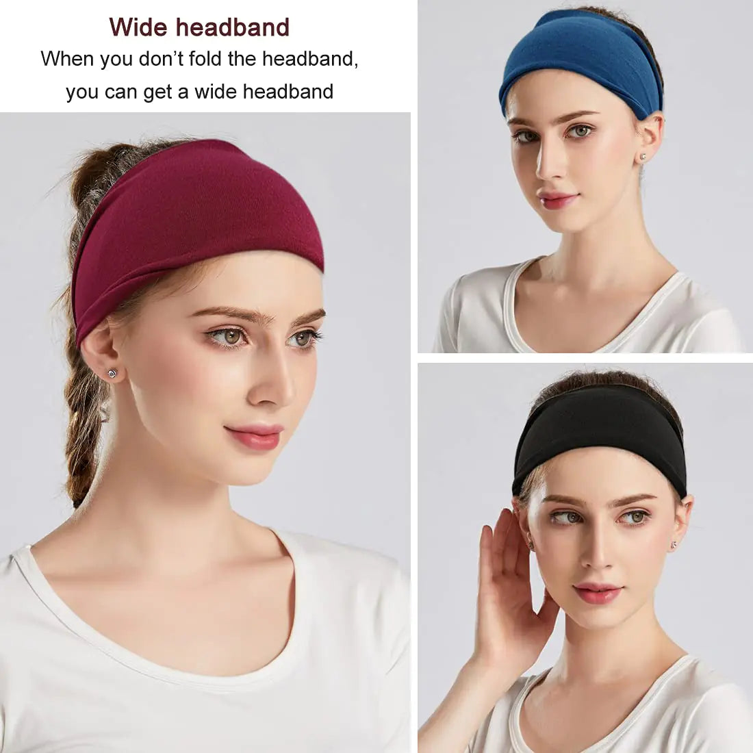 Fashion Headbands For Women Wide Headband Yoga Workout Head Bands Hair Accessories Band 6 Pack Solid