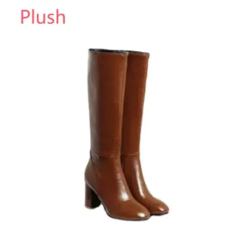 Women's Retro Square Toe Boots with Side Zipper