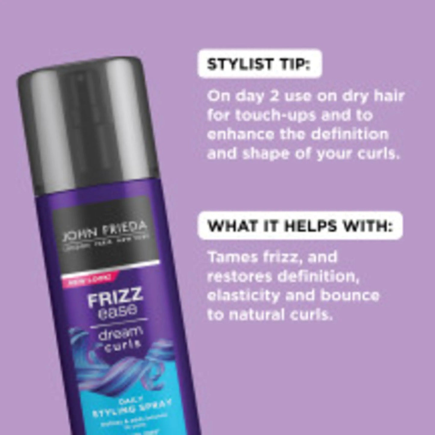 John Frieda Anti Frizz, Frizz Ease Dream Curls Daily Styling Spray for Curly Hair, Magnesium-enriched Formula, Revitalizes Natural Curls, 6.7 Ounce Styling Spray (Pack of 1) 6.7 Fl Oz (Pack of 1)