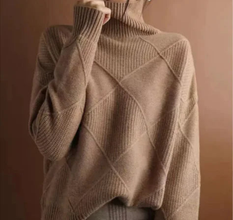 Women's Turtleneck Rhombus Sweater