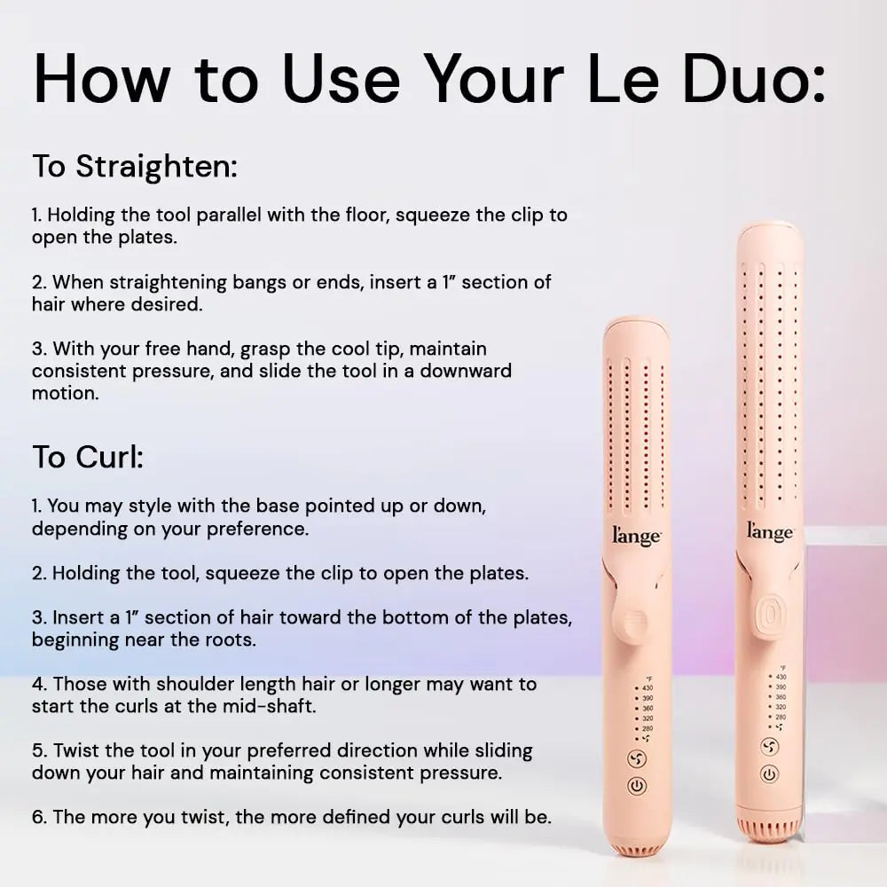 L'ANGE HAIR Le Duo Standard 360° Airflow Styler | 2-in-1 Curling Wand & Titanium Flat Iron Hair Straightener | Professional Hair Curler with Cooling Air Vents | Dual Voltage & Adjustable Temp (Blush) Blush Standard