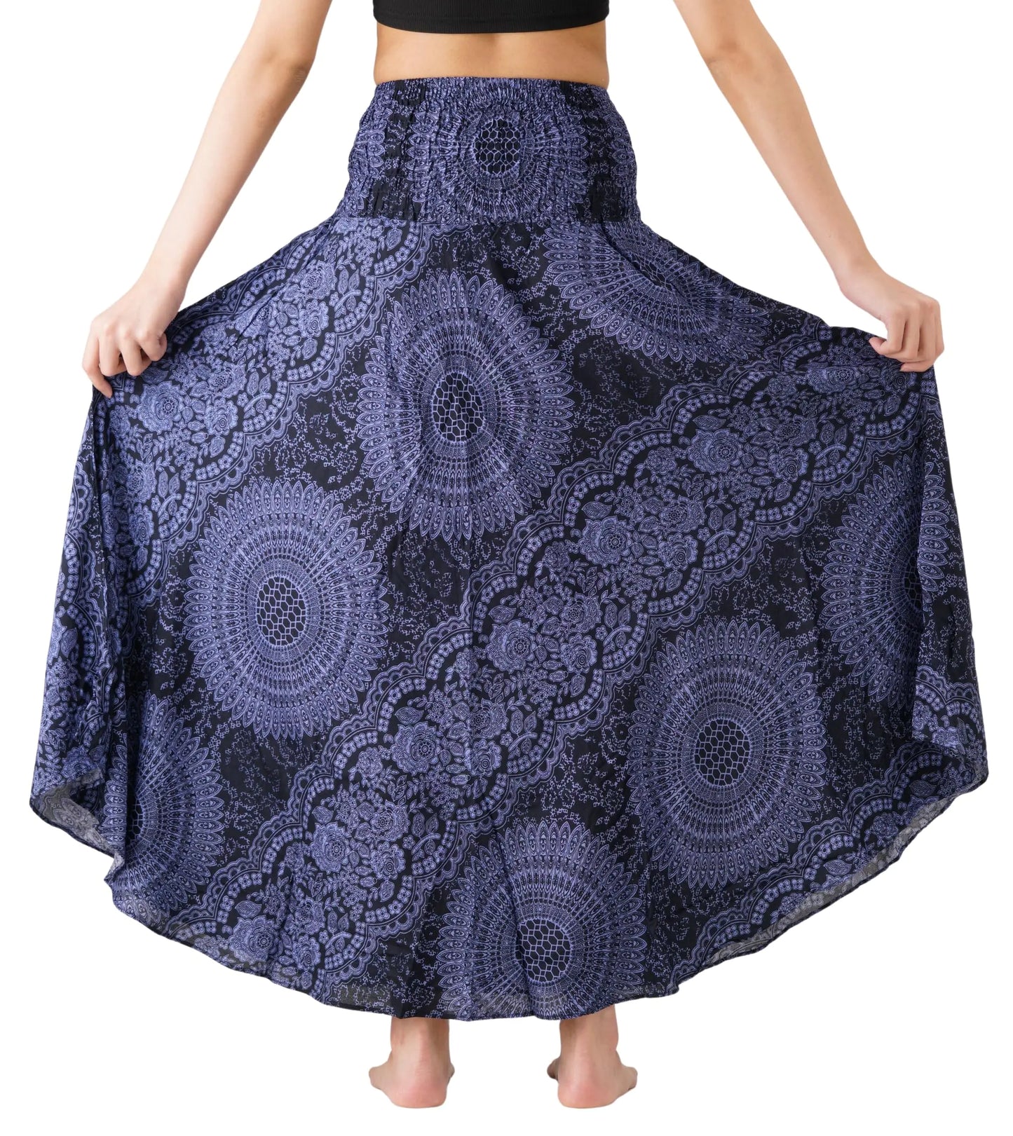 Long Skirts for Women Maxi Boho Skirt Floral Print Blossom Navy 20-24 Plus